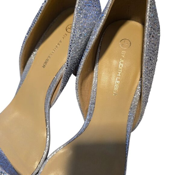 Judith Leiber Silver Crystal Glitter Pumps sz 8.5 - Picture 5 of 7